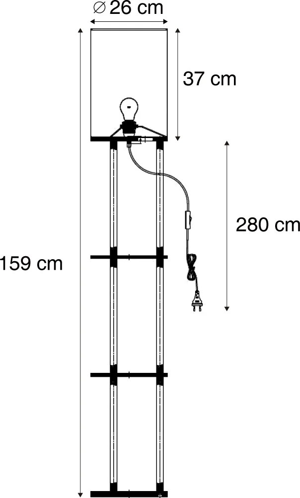 Lampă de podea inteligentă neagră incl. WiFi A60 - Stojon