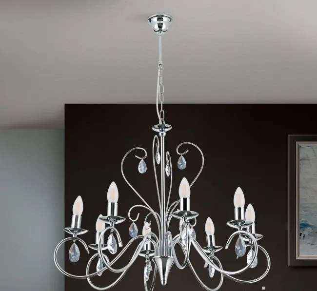 Candelabru 5 brate stil clasic cu cristale K9 Alessia crom