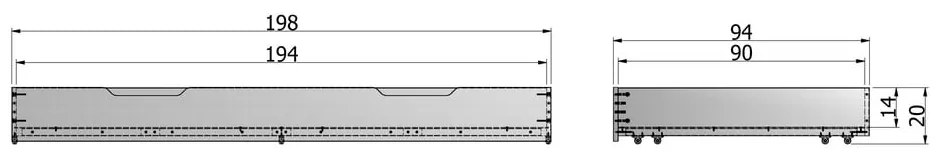 Sertar suplimentar pat WOOOD Nikki, 200 x 90 cm, verde