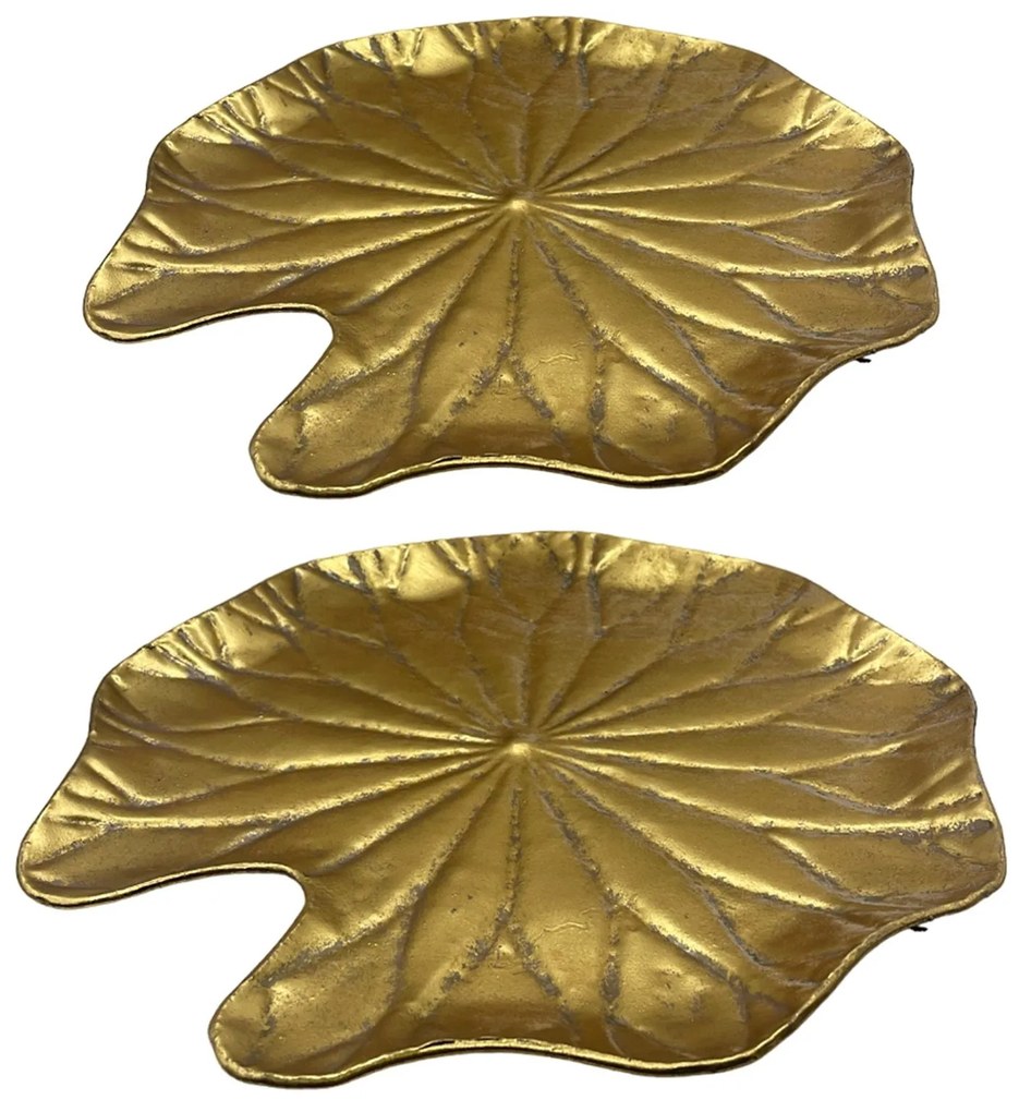 Set 2 Tavi decorative Lotus, Auriu