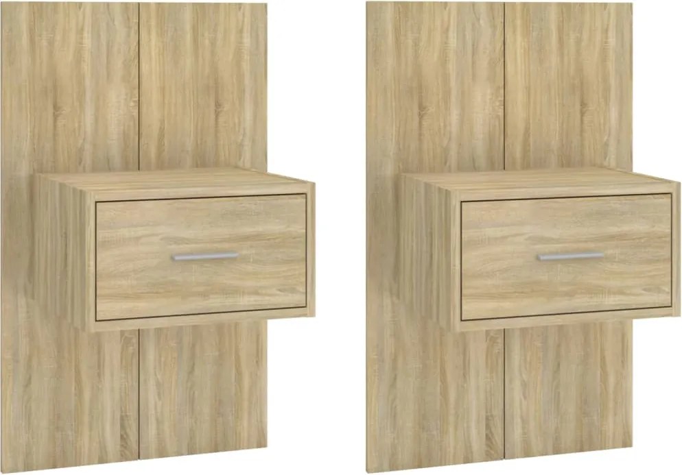 vidaXL Noptiere de perete, 2 buc., stejar sonoma