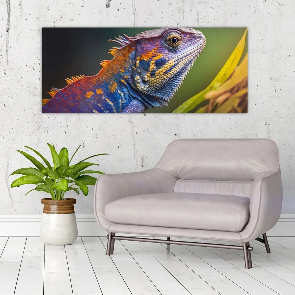 Tablou - Iguana colorată (120x50 cm)