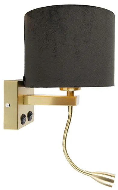 Lampa de perete moderna din alamă cu abajur din catifea neagră - Brescia