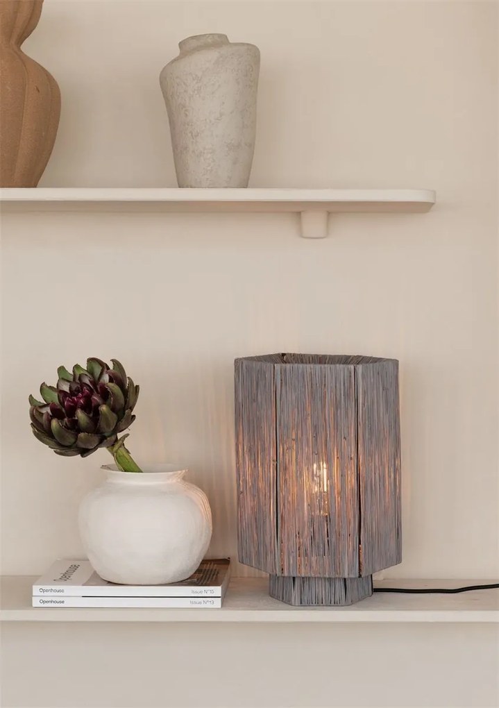 Veioza/Lampa Eco din Rafie, Panama octogon L, gri