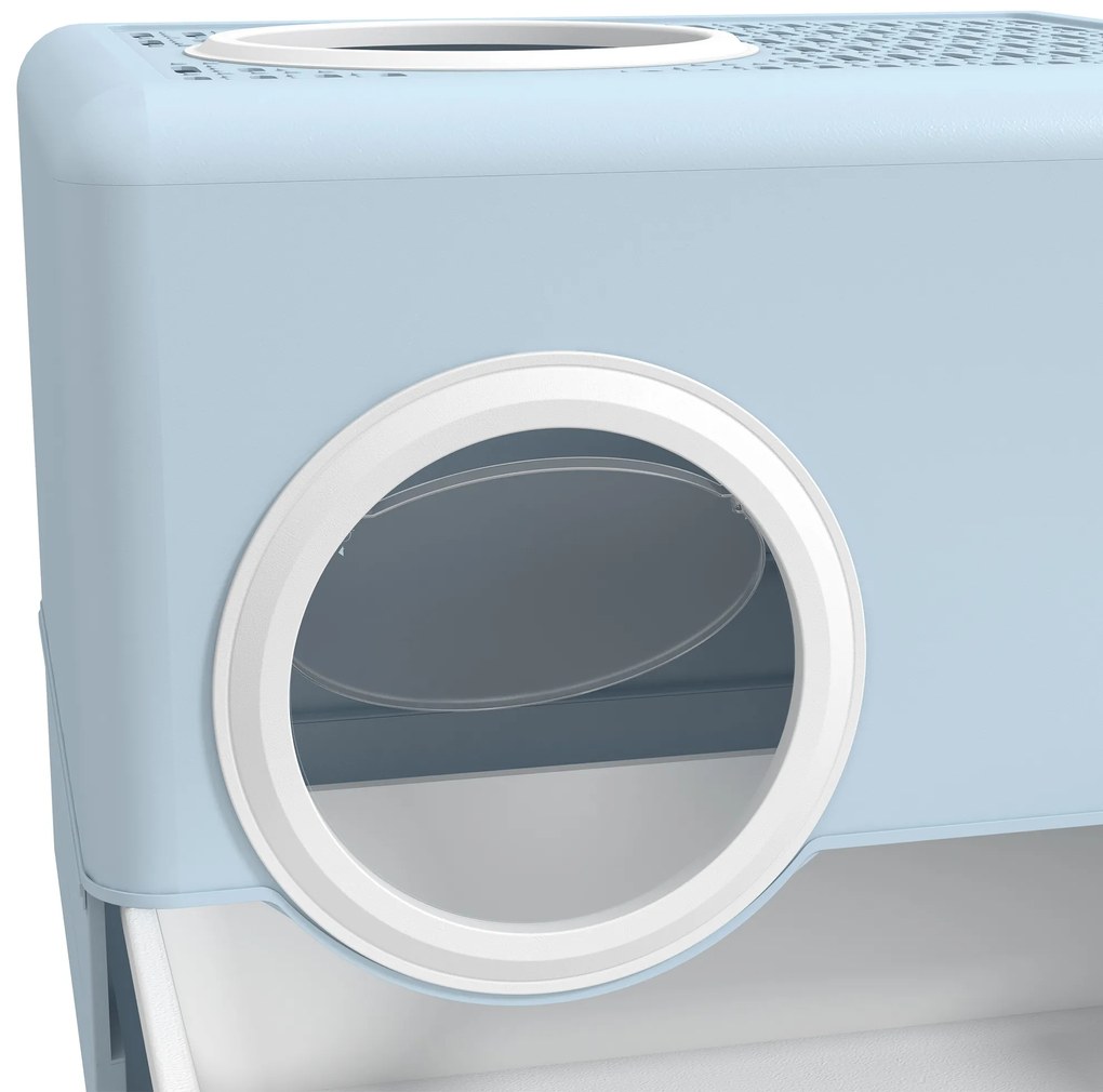 PawHut Litieră închisă pentru pisici cu tavă detașabilă și lopățică, 52 x 41 x 38,5 cm, albastru | Aosom Romania