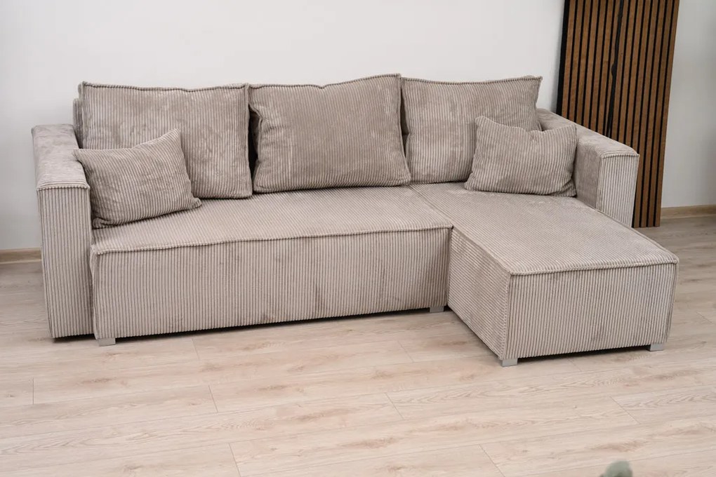 Canapea colt extensibila SMART COSARO bej, cu colt bilateral + 2 perne CADOU