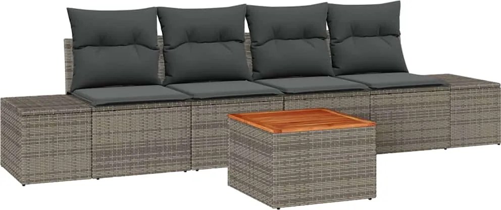 vidaXL Set de canapele pentru grădină 5 pcs Gri poliratan