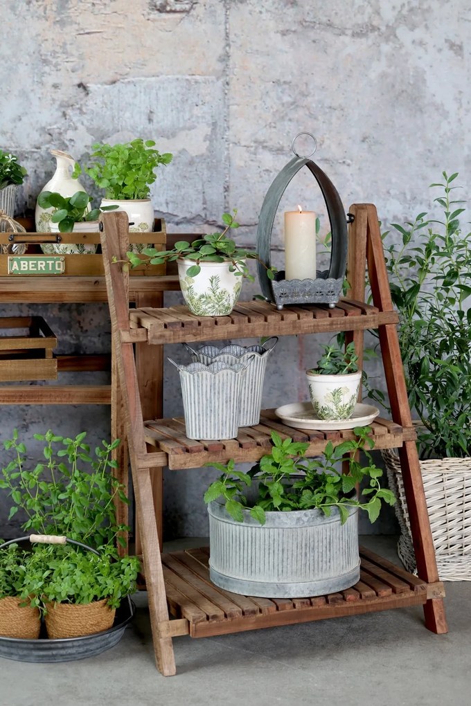 Ghiveci din ceramică cu imprimeu floral, verde, H13/D12 cm, „Laval”
