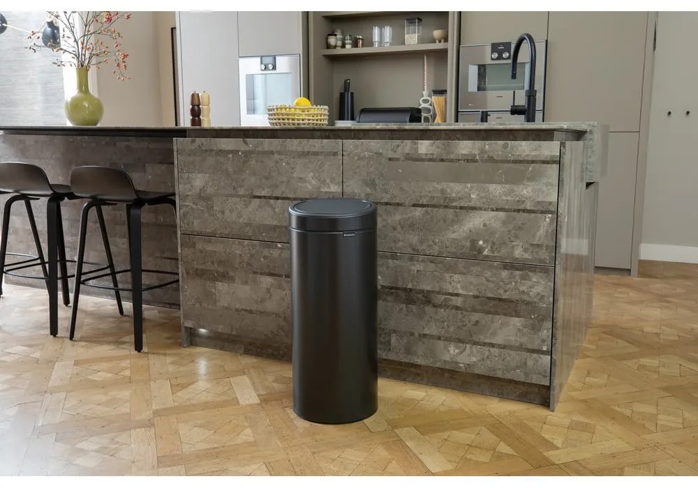 Coș de gunoi gri închis cu senzori de atingere din oțel 30 l Touch Bin – Brabantia