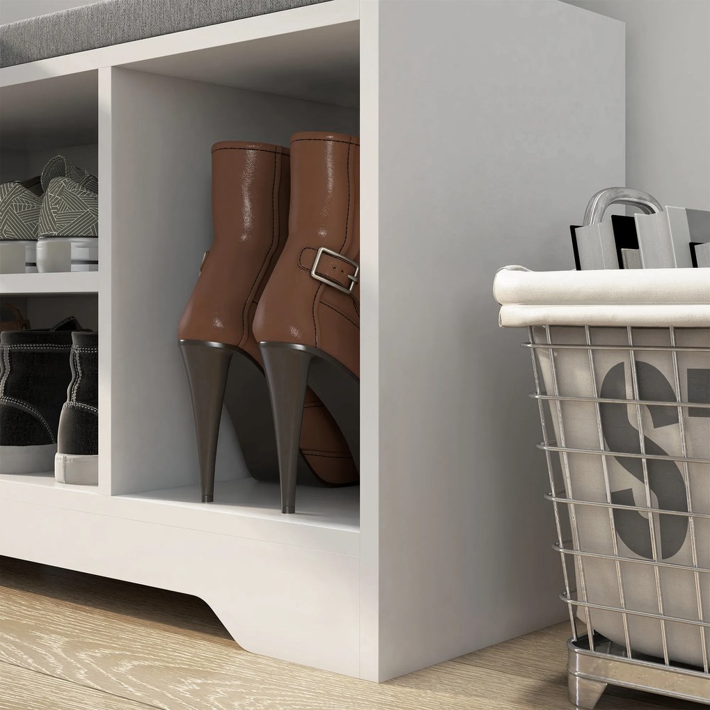 HOMCOM Mobilier și banc pentru pantofi 1 sertar și 3 compartimente, capacitate 5 perechi MDF, 76,5L x 30A x 52Î cm | Aosom Romania