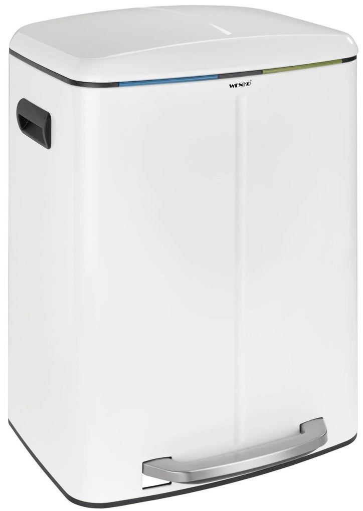 Cos de gunoi Easy Close Primo, Wenko, 2 recipiente, 2x20L, Otel, Alb