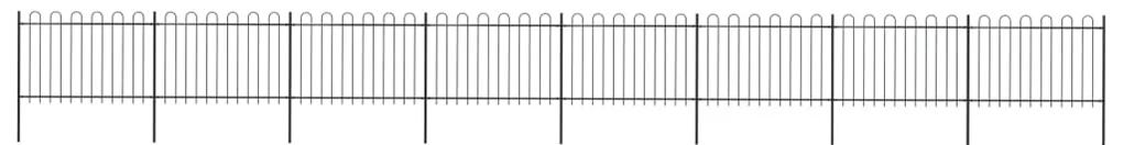 Gard de gradina cu varf curbat, negru, 13,6 x 1,2 m, otel 1, 1.2 m, 13.6 m