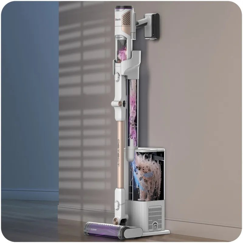 Aspirator vertical Shark IW3612EUT, 240W, 0.42 l, 3 moduri, 3 trepte, 3 atasamente, Afisaj LED, Senzori pentru detectarea murdăriei invizibile, Autonomie pana la 60 min, Alb/Galben