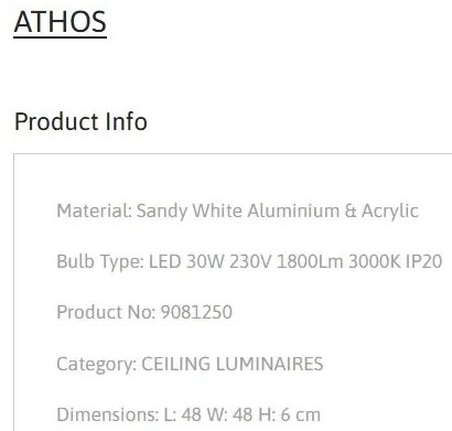 Plafoniera LED design minimal ATHOS 48x48cm