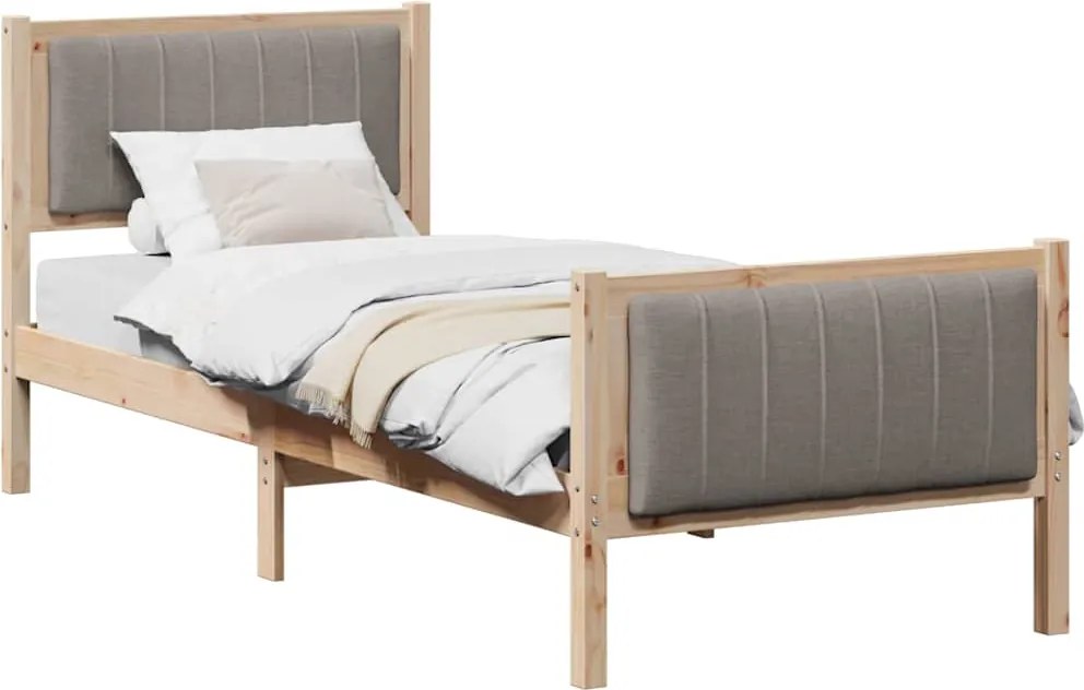 vidaXL Cadru de pat Maroniu și taupe 75 x 190 cm Lemn masiv de pin