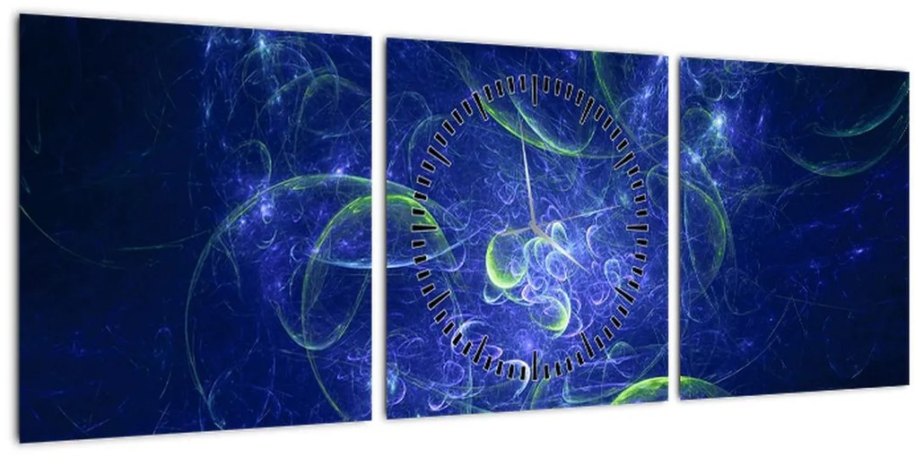 Tablou - abstracție albastră (cu ceas) (90x30 cm)