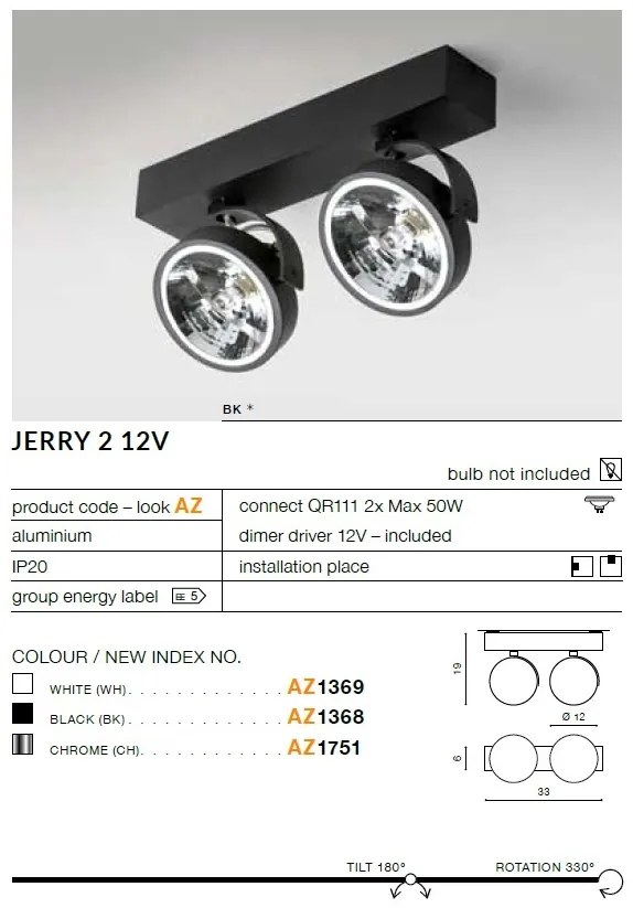 Spot aplicat directionabil JERRY 2 12V alb ZZ AZ1369