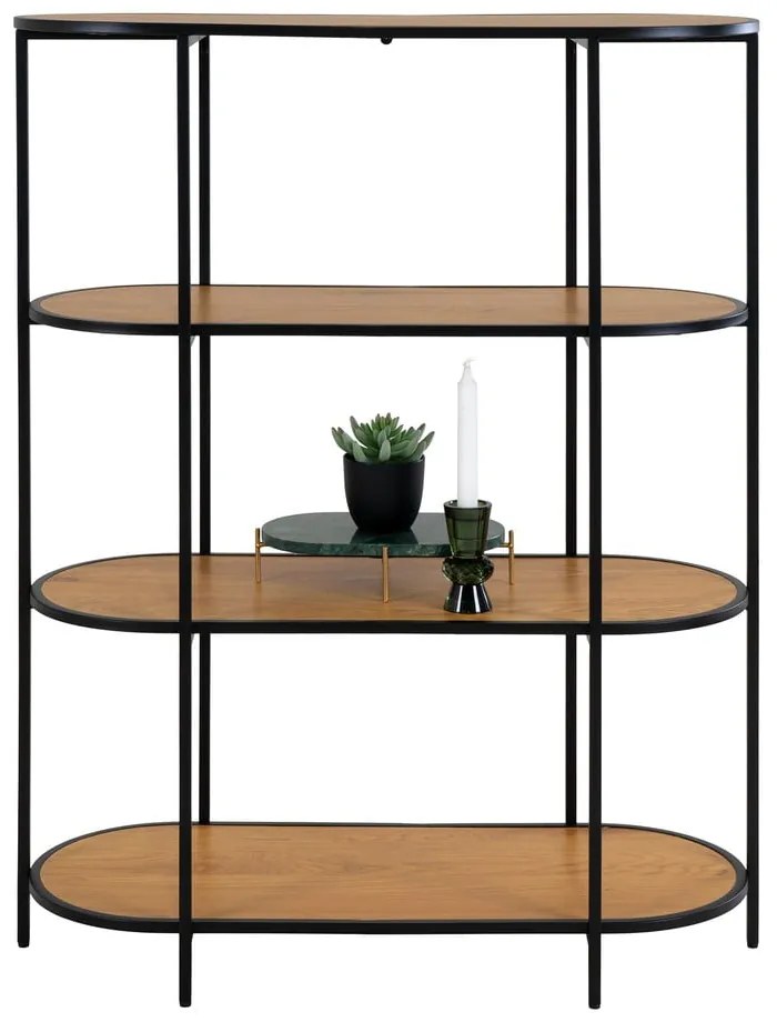 Bibliotecă neagră cu aspect de lemn de stejar 36x111 cm Vita - House Nordic