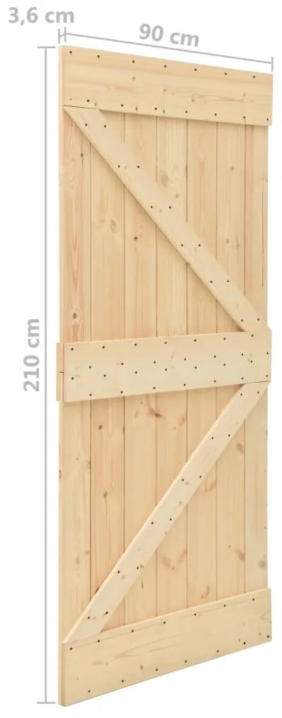 Usa glisanta cu set feronerie, 90 x 210 cm, lemn masiv de pin 2, Maro, 90 x 210 cm