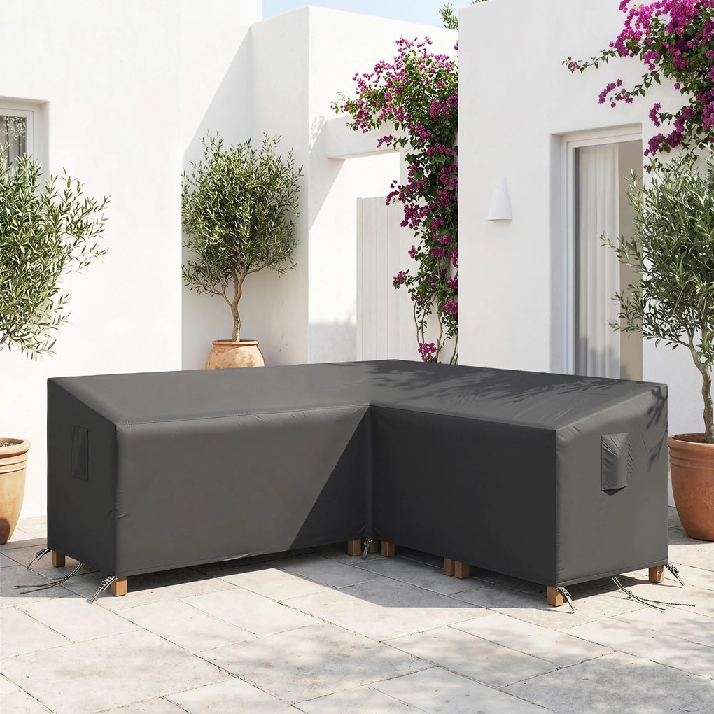 Outsunny Husa pentru mobilier de grădină rezistentă la iarnă, impermeabilă, în formă de V, anti-UV, 420D Oxford Gewebe 216x216x78 cm Negru | Aosom Romania