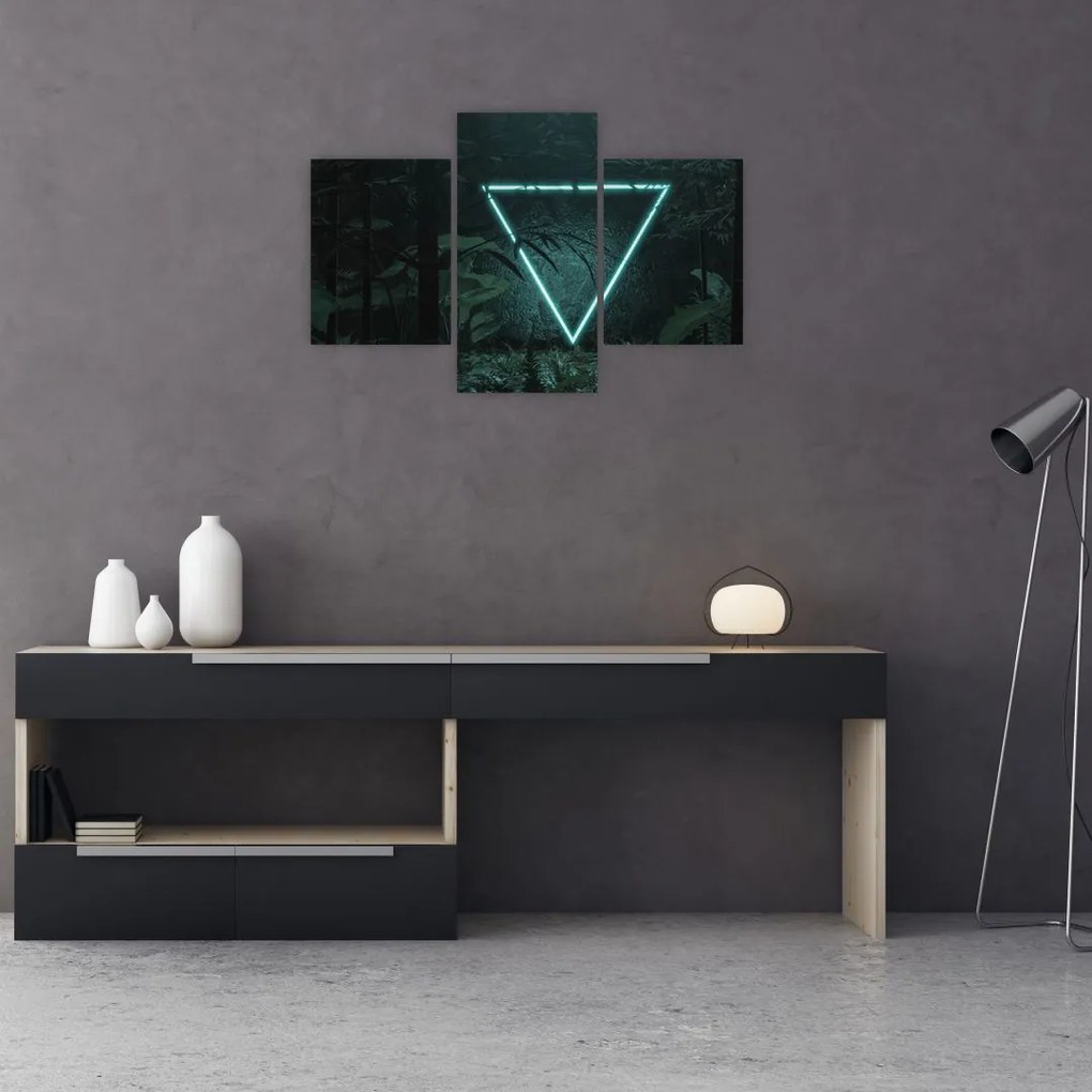 Tablou - Triunghi de neon în junglă (90x60 cm)