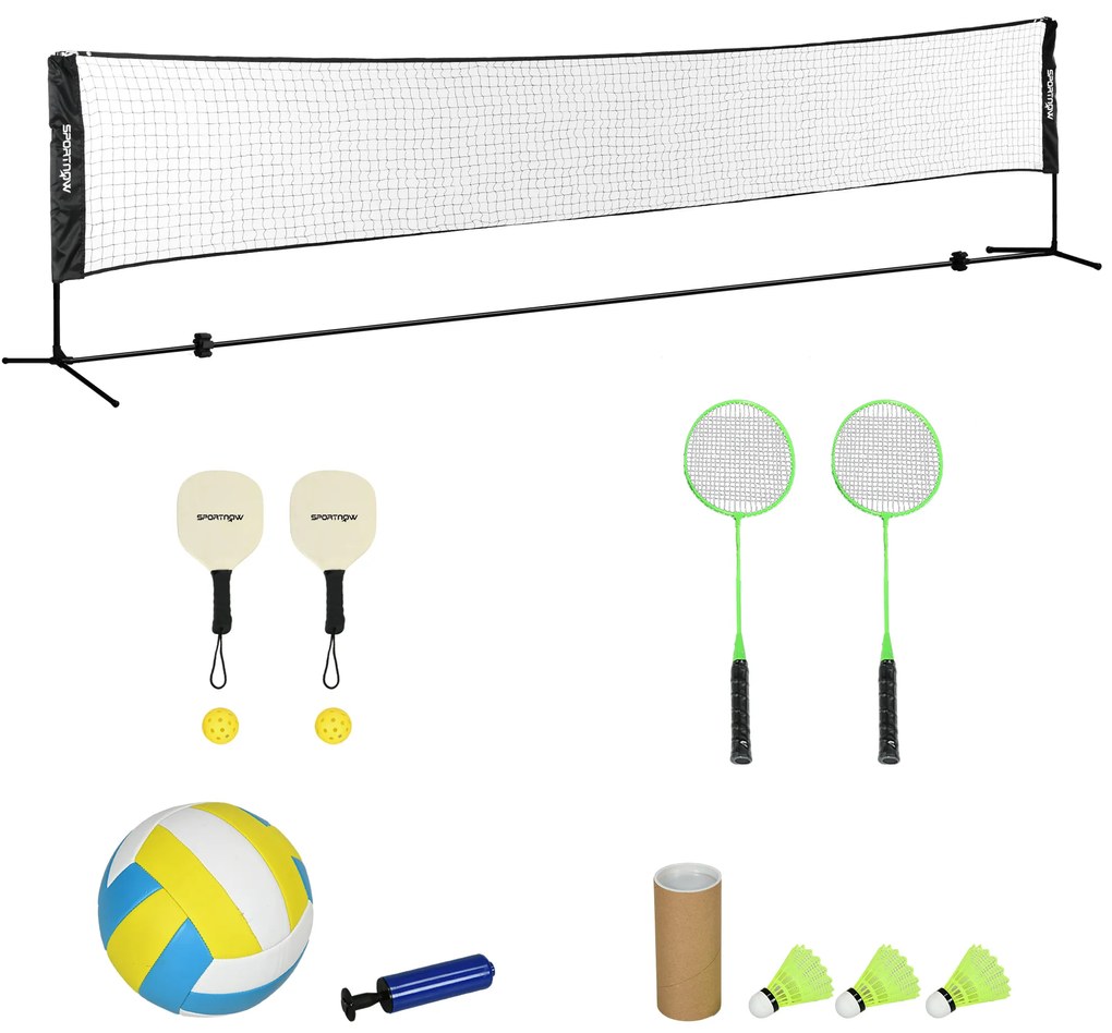 SPORTNOW Set complet de badminton, pickleball și volei, 3 în 1, jocuri sportive în aer liber cu filet reglabil | Aosom Romania