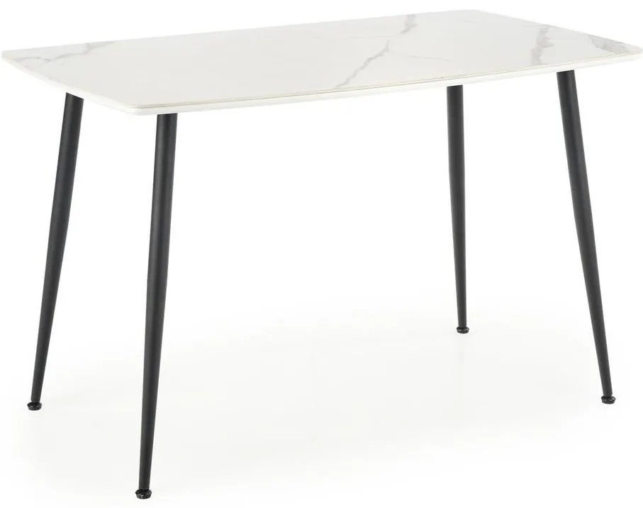 Masă de dining ALARA, finisaj marmură albă/negru