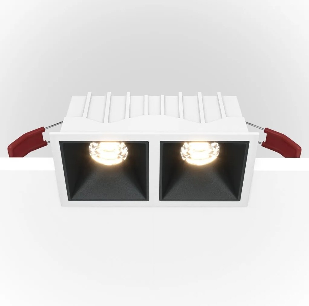Spot LED incastrabil dimabil cu 2 surse de iluminat Alpha alb, negru 3000K