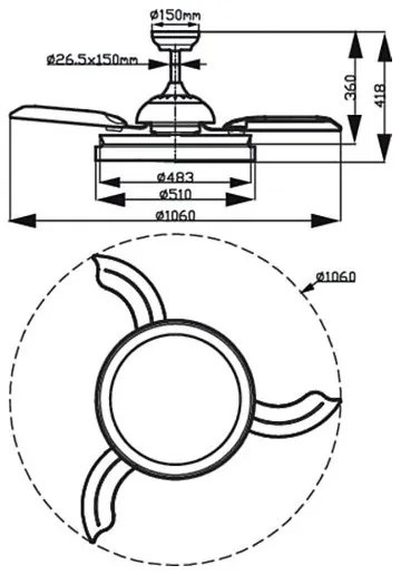 Ventilator LED de tavan Philips BLISS LED/35W/230V 5500/4000/2700K alb + telecomandă