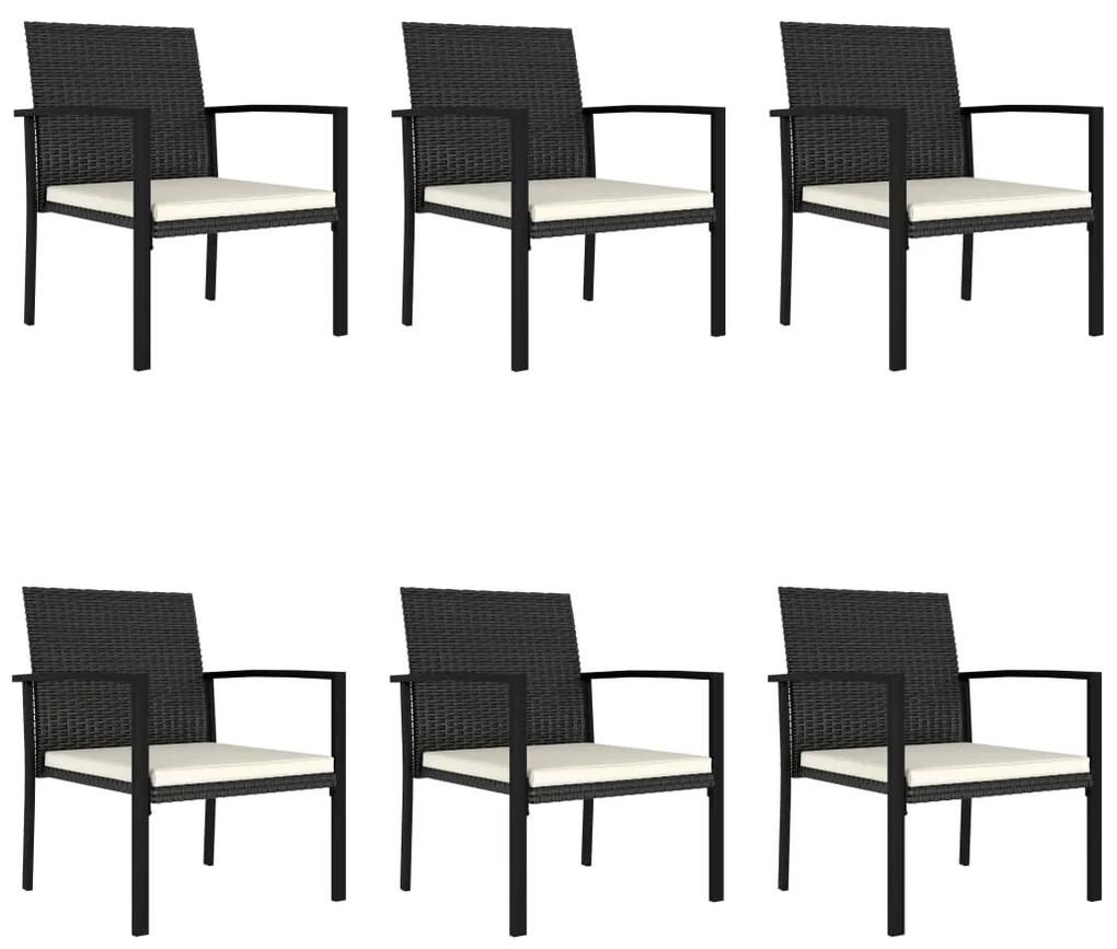 Set de mobilier pentru gradina, 7 piese, negru, poliratan Negru, 7