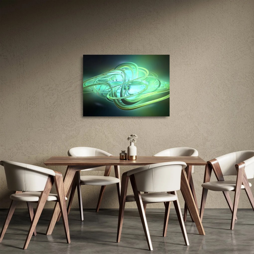 Tablou pe sticlă cu abstracție verde (70x50 cm)