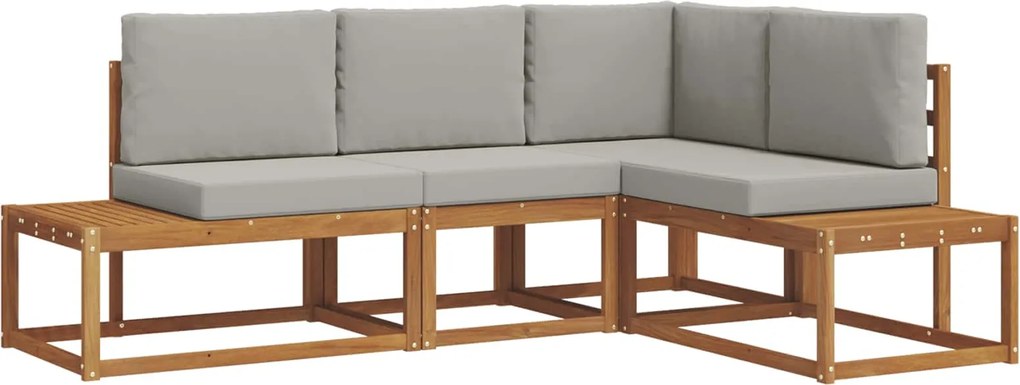 vidaXL Set de canapele de exterior 4 Bucată Gri natural și deschis
