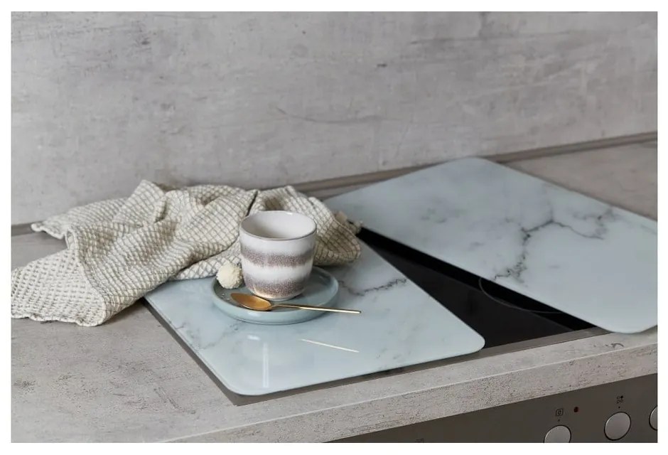 Set 2 protecții din sticlă pentru aragaz Wenko Marble, 52 x 30 cm