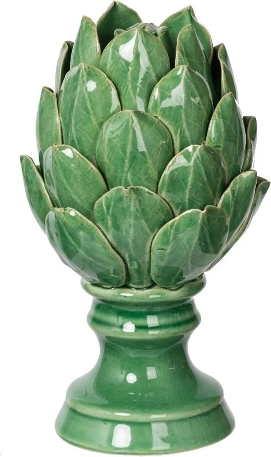 Decoratiune de masa, verde, din ceramica, forma de anghinare, Artichoke