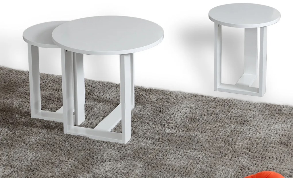Masă pliantă Mira White, 3 buc