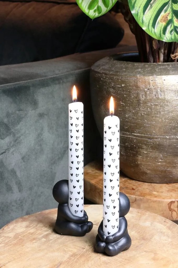 Set 2 suporturi pentru lumanari din ceramica IDEAS 4 SEASONS, neagra