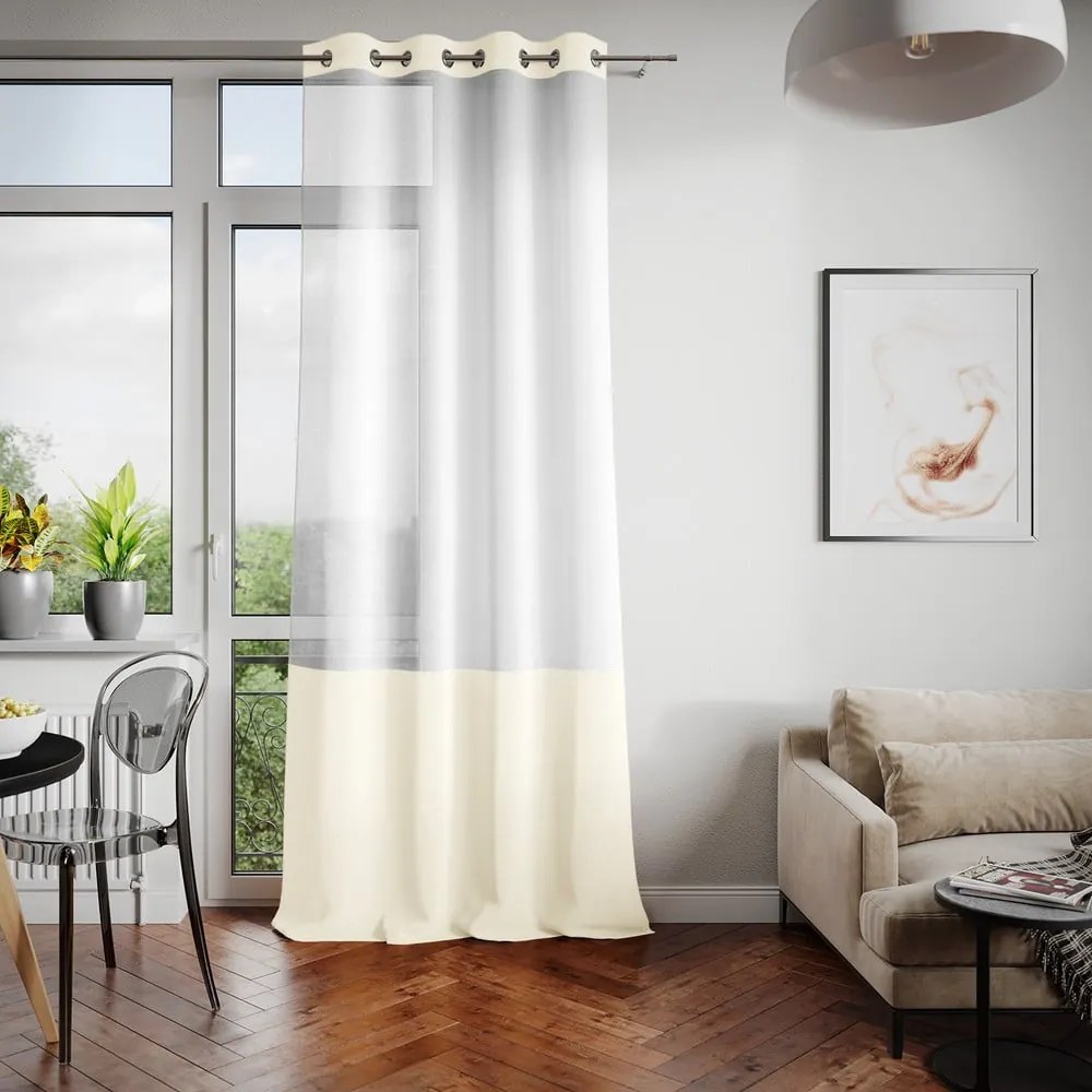 Perdea AmeliaHome Irvelette Eyelets, 140 x 270 cm, alb-bej