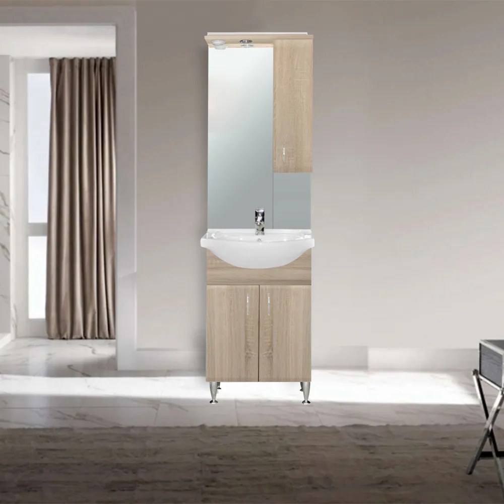 Dulap suspendat pentru baie Bianca Plus 55, culoare stejar sonoma, deschidere pe dreapta