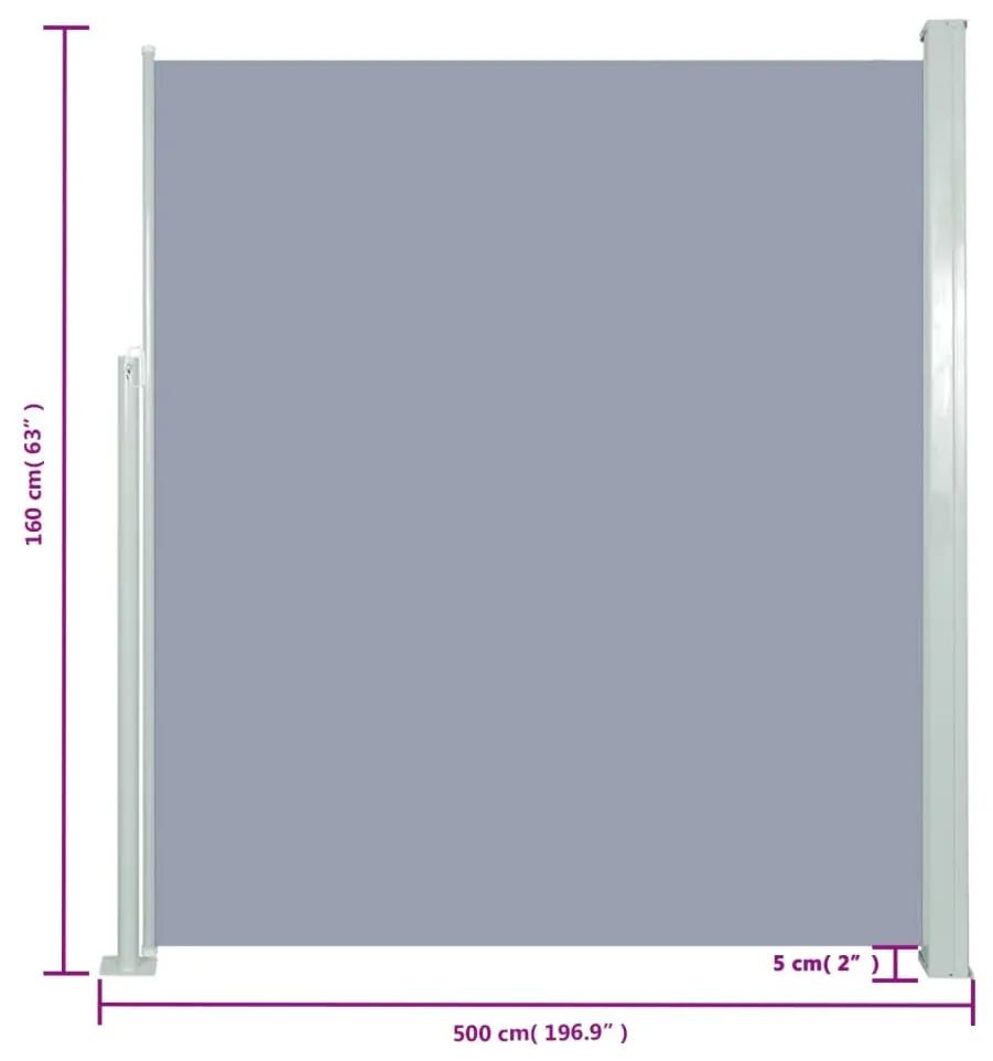 Copertina laterala retractabila de terasa, gri, 160x500 cm Gri, 160 x 500 cm