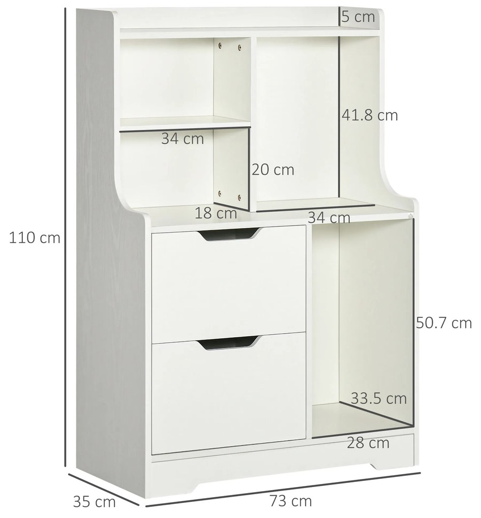 Dulap de camara HOMCOM din MDF cu 2 sertare si rafturi deschise pentru living si bucatarie | Aosom RO