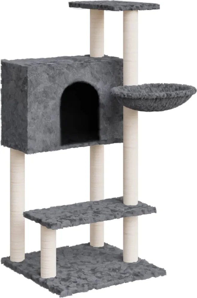 vidaXL Ansamblu pisici, stâlpi din funie sisal, gri închis, 108,5 cm