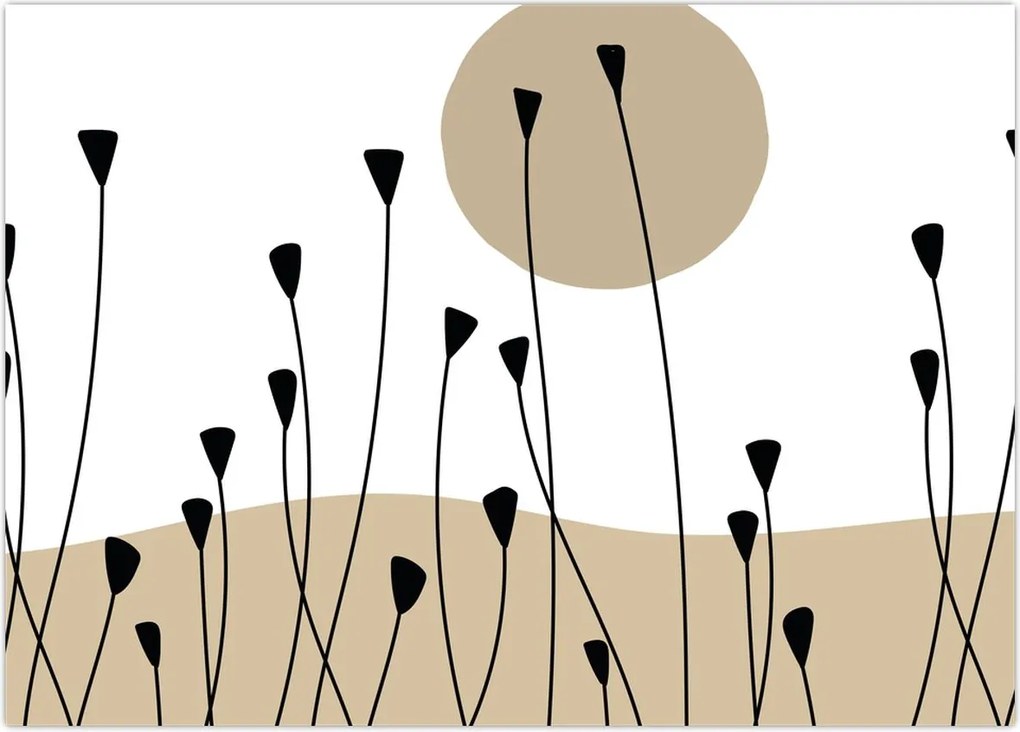 Tablou pe sticlă - Pajiște grafică N⁰2 (70x50 cm)