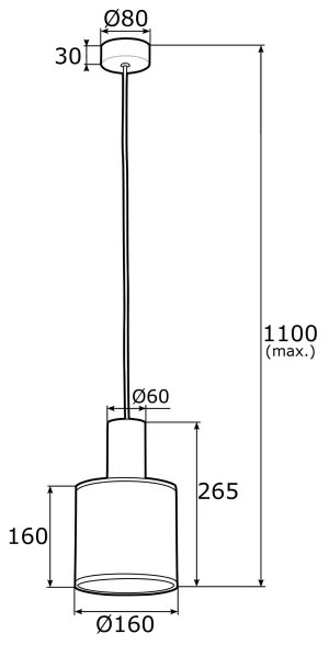 Lustră pe cablu HERMAN 1xE27/15W/230V alamă/neagră Argon 4248