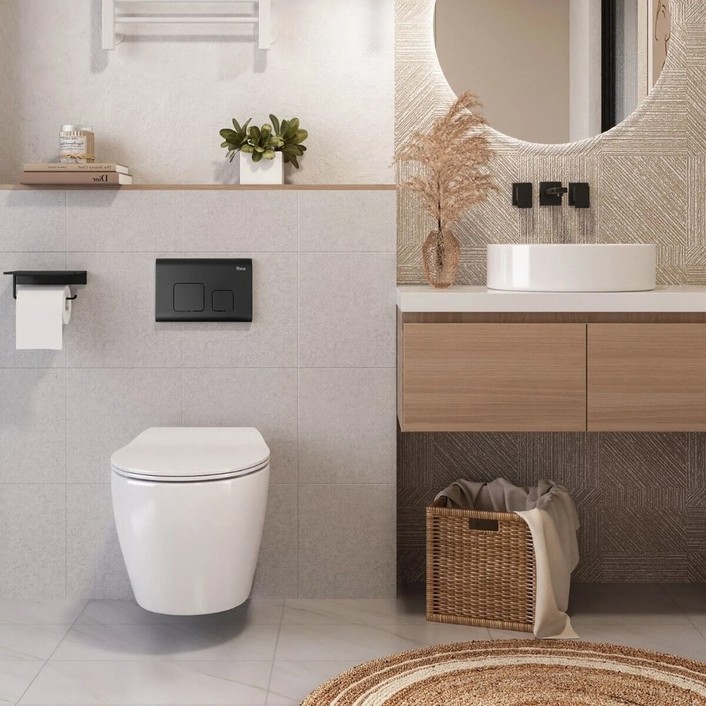 Cadru Set incastrat pentru vas WC cu buton F Black