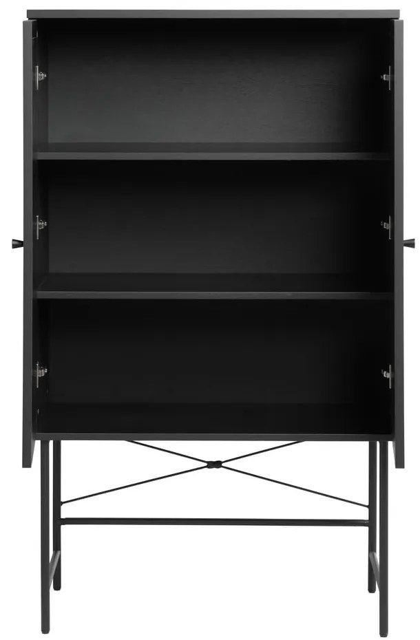 Dulap negru cu aspect de lemn de stejar 80x135 cm Pensacola – Unique Furniture