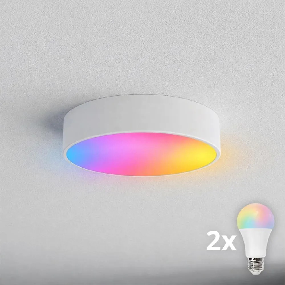 BRILAGI - Plafonieră LED RGBW dimabilă pentru baie CLARE, 2xE27/12W/230V, IP54, Wi-Fi, albă