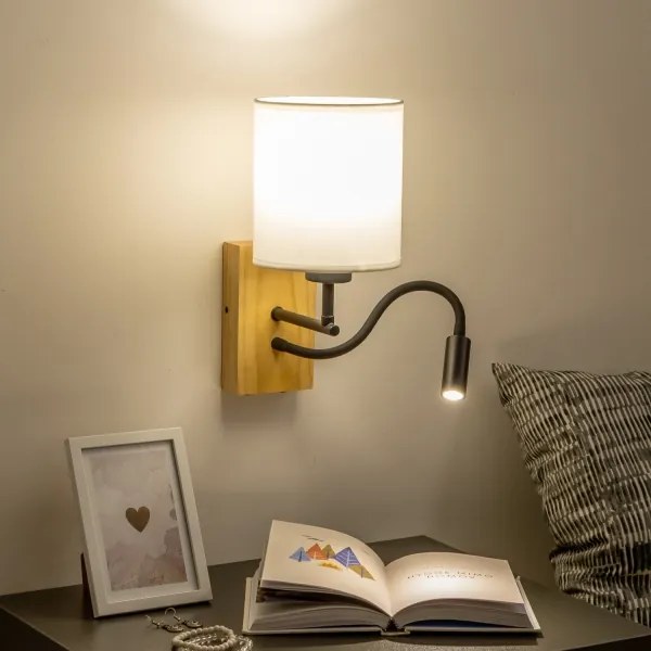 Lampă LED de perete Brilagi NUBILA WOOD 1xE27/25W/230V + LED/3W stejar/alb