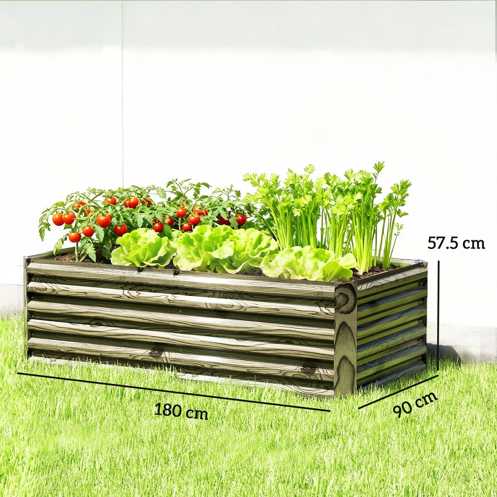 Outsunny Jardinieră mare dreptunghiulară din oțel galvanizat pentru terasă cu bază deschisă 180x90x57,5 cm Natural | Aosom Romania