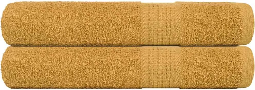 vidaXL Prosoape FROGN 2 buc., aurii, 100x200 cm, 360 g/m²