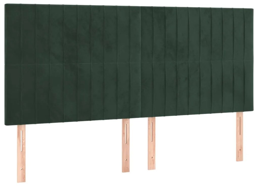 3116627 vidaXL Tăblii de pat, 4 buc, verde închis, 80x5x78/88 cm, catifea